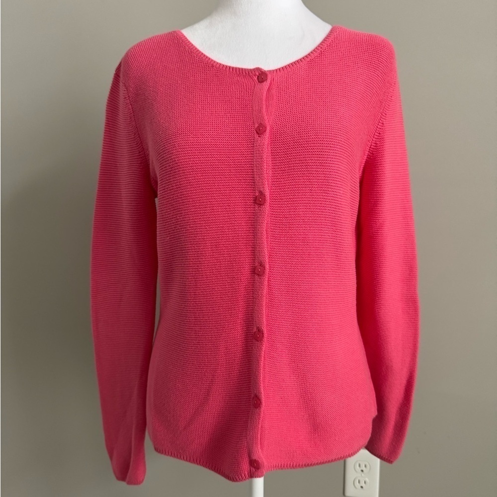 Talbots Pink Cardigan Sweater with Long Sleeves and Soft Texture